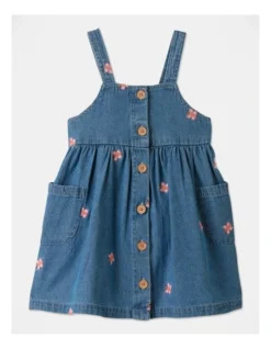 Chambray Pinnie Dress In Denim