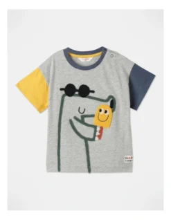 Phil Colour Blocked T-Shirt In Grey Marle