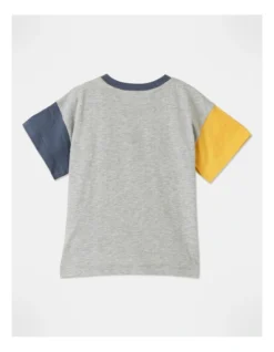 Phil Colour Blocked T-Shirt In Grey Marle -Jack & Milly 918625870 3 720x928