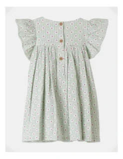 Mia Gingham Dress With Lace Trim In Light Green -Jack & Milly 918626050 4 720x928