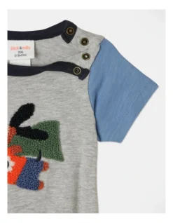 Spike Short Sleeve Bodysuit In Grey Marle -Jack & Milly 918633610 4 720x928