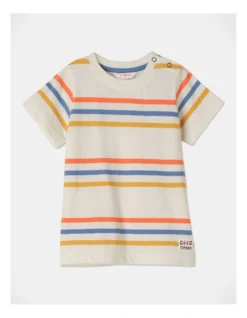 Lenny Knit Stripe Tee In Milk Cream