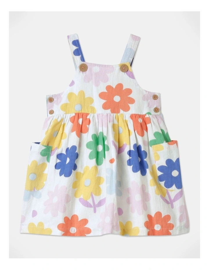 Queenie Linen Blend Pinnie Dress In Cream 3 Queenie Linen Blend Pinnie Dress In Cream