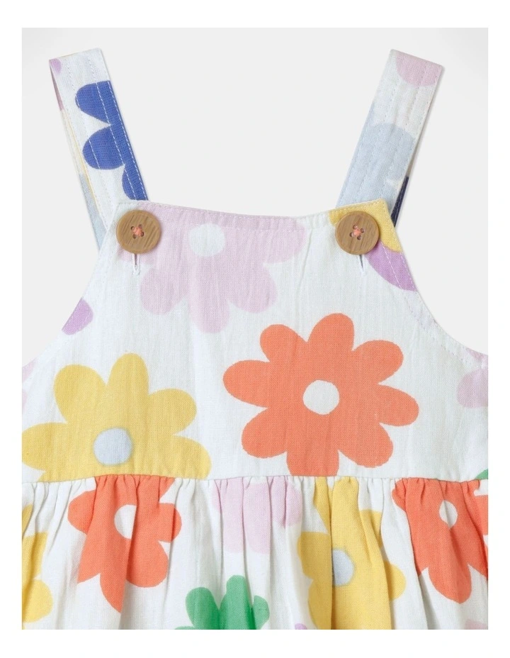 Queenie Linen Blend Pinnie Dress In Cream 4 Queenie Linen Blend Pinnie Dress In Cream - Image 2