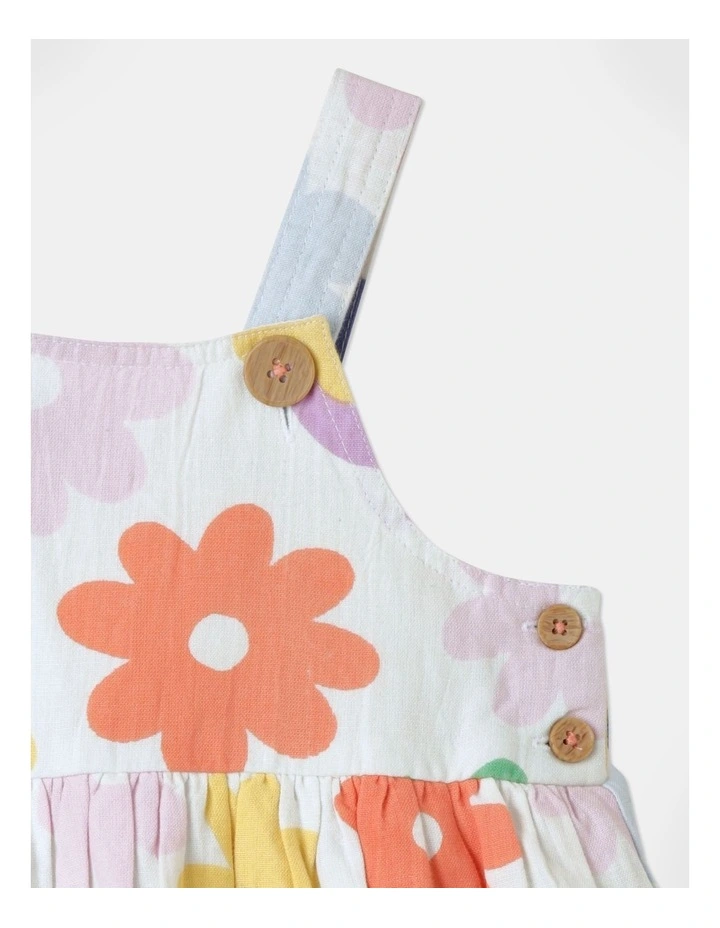 Queenie Linen Blend Pinnie Dress In Cream 5 Queenie Linen Blend Pinnie Dress In Cream - Image 3