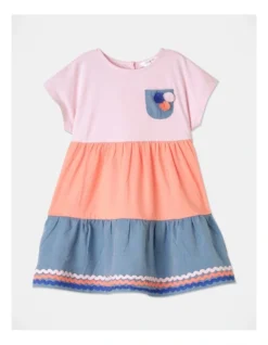 Olive Tiered Dress In Multi