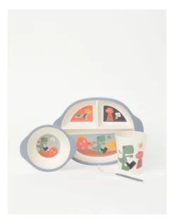 Dinoland Bamboo Dinner Set In Blue