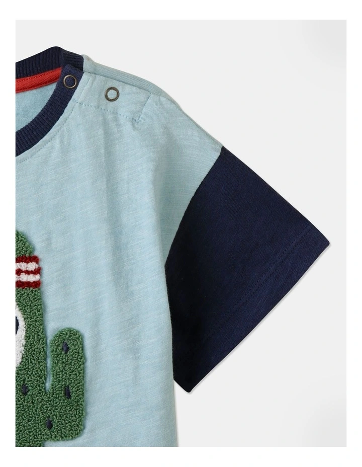 Phil Colour Blocked T-Shirt In Blue 5 Phil Colour Blocked T-Shirt In Blue - Image 3