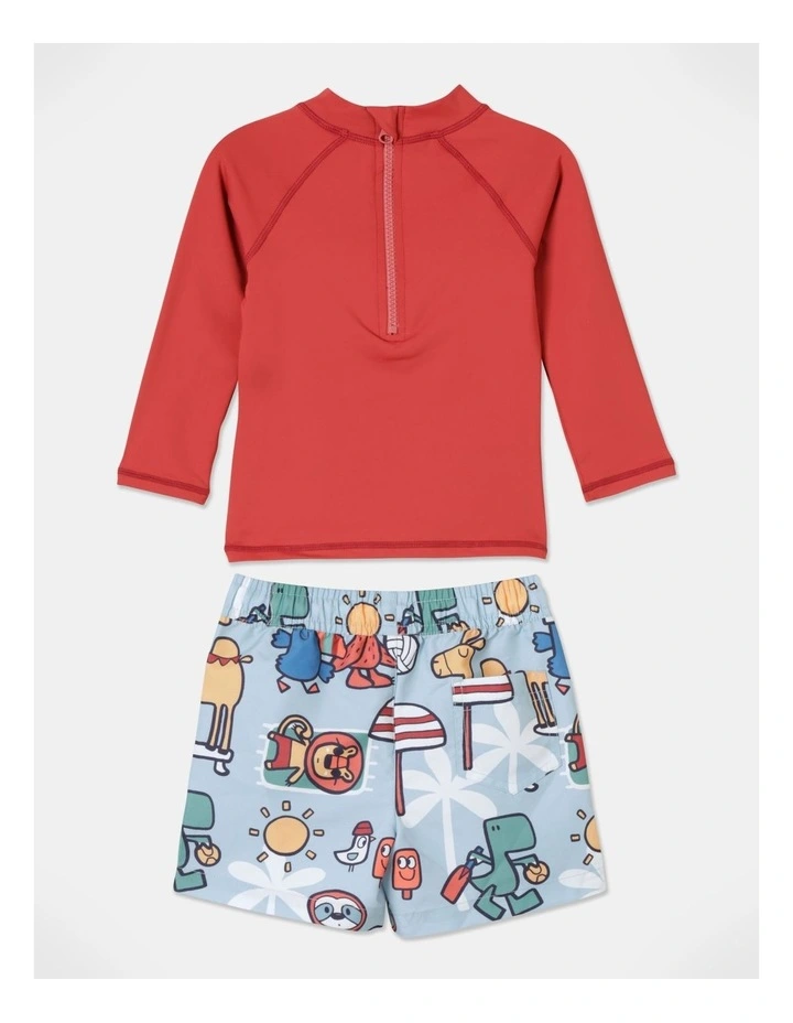 Murray Long Sleeve Rash Vest Set In Red 6 Murray Long Sleeve Rash Vest Set In Red - Image 4