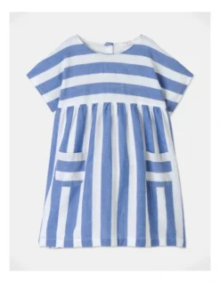 Stella Textured Stripe Dress In Blue