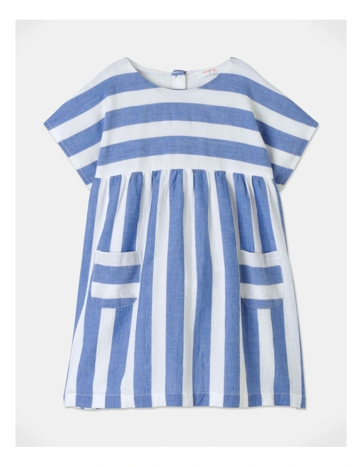 Stella Textured Stripe Dress In Blue 3 Stella Textured Stripe Dress In Blue