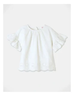 Ruby Broderie Top In Milk
