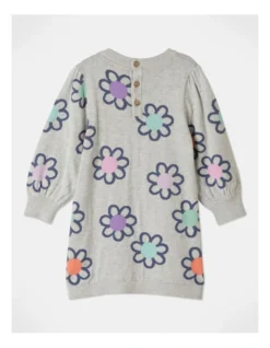 Sunny Puff Sleeve Daisy Dress In Grey Marle -Jack & Milly 951076270 3 720x928