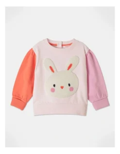 Poppy Boucle Bunny Sweat Top In Pink