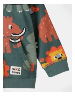 Eddie Animal Print Zip Thru Hoodie In Green -Jack & Milly 951076990 3 720x928