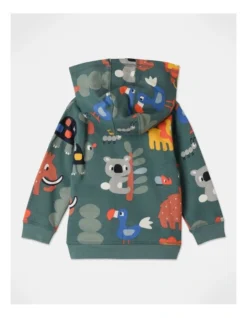 Eddie Animal Print Zip Thru Hoodie In Green -Jack & Milly 951076990 4 720x928