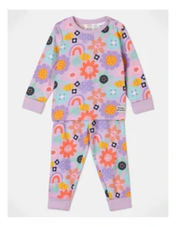 Finley Watercolour Floral Jersey Pyjama Set In Lilac