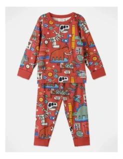 Finley Museum Day Jersey PJ Set In Red