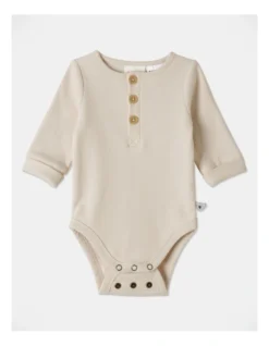 Arki Naturals Organic Rib Bodysuit In Oatmeal