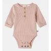 Arki Naturals Organic Rib Bodysuit In Dusty Pink -Jack & Milly 951085990 1 720x928