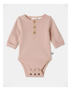Arki Naturals Organic Rib Bodysuit In Dusty Pink