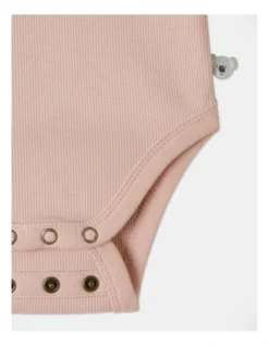 Arki Naturals Organic Rib Bodysuit In Dusty Pink -Jack & Milly 951085990 3 720x928