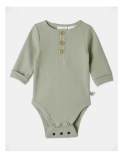 Arki Naturals Organic Rib Bodysuit In Sage