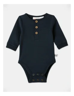 Arki Naturals Organic Rib Bodysuit In Navy