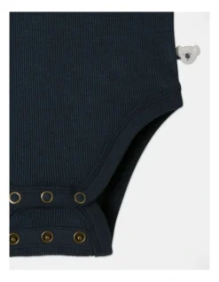 Arki Naturals Organic Rib Bodysuit In Navy -Jack & Milly 951086530 3 720x928