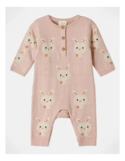 Billie Jacquard Bunny Coverall In Pink