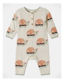 Billie Jacquard Turtle Coverall In Oat Marle