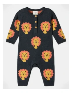 Billie Jacquard Lion Coverall In Navy