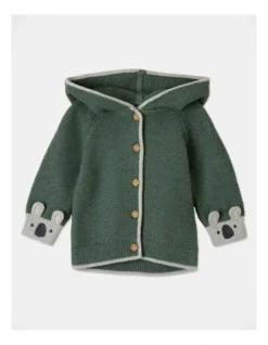 Milo Hooded Cardigan In Green