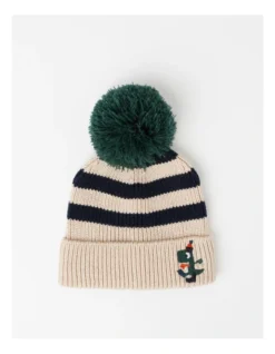 Dino Beanie In Oatmeal