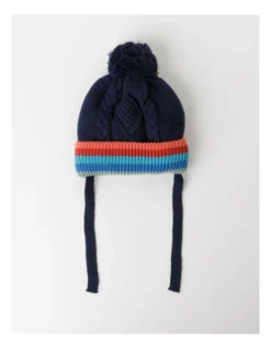 Rainbow Stripe Beanie In Navy