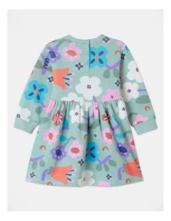 Meggie Floral Print Fleece Dress In Sage -Jack & Milly 957067390 3 720x928