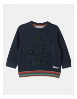 Frank Tufted Croc Sweat Top In Navy