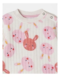 Ellis Bunny Print Quilted Pyjama Set In Oat Marle -Jack & Milly 957068560 3 720x928