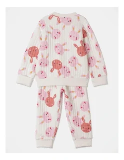 Ellis Bunny Print Quilted Pyjama Set In Oat Marle -Jack & Milly 957068560 4 720x928