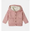 Dylan Hooded Sherpa Cardigan In Pink