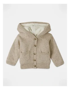 Dylan Hooded Sherpa Cardigan In Natural