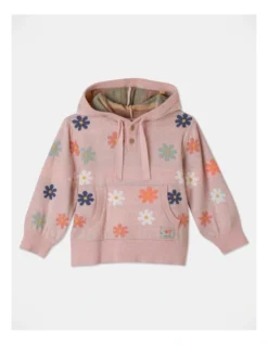 Eva Daisy Jacquard Hooded Jumper In Pink