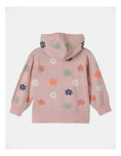 Eva Daisy Jacquard Hooded Jumper In Pink -Jack & Milly 963053290 3 720x928