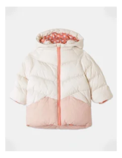 Mia Spliced Puffer Jacket In Vanilla