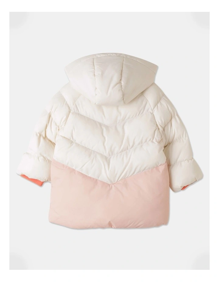 Mia Spliced Puffer Jacket In Vanilla 6 Mia Spliced Puffer Jacket In Vanilla - Image 4