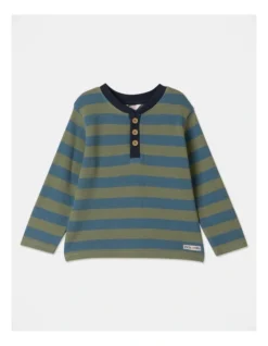 Jimmy Stripe Waffle T-Shirt In Blue