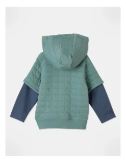 Oscar Square Quilted Zip Thru Hoodie In Green -Jack & Milly 963833410 4 720x928