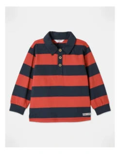 Miles Stripe Rugby Top In Red