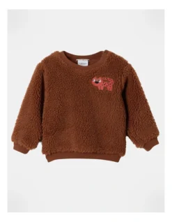 Frankie Cheetah Sherpa Sweat Top In Brown