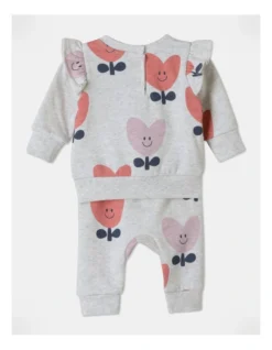 Ava Love Heart Top & Bottom Sweat Set In Grey Marle -Jack & Milly 965396350 3 1 720x928